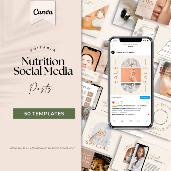 50 Nutrition Social Media Posts Templates