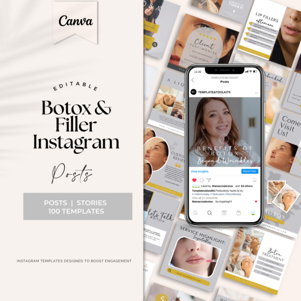 Botox and Filler Instagram Posts and Stories Template
