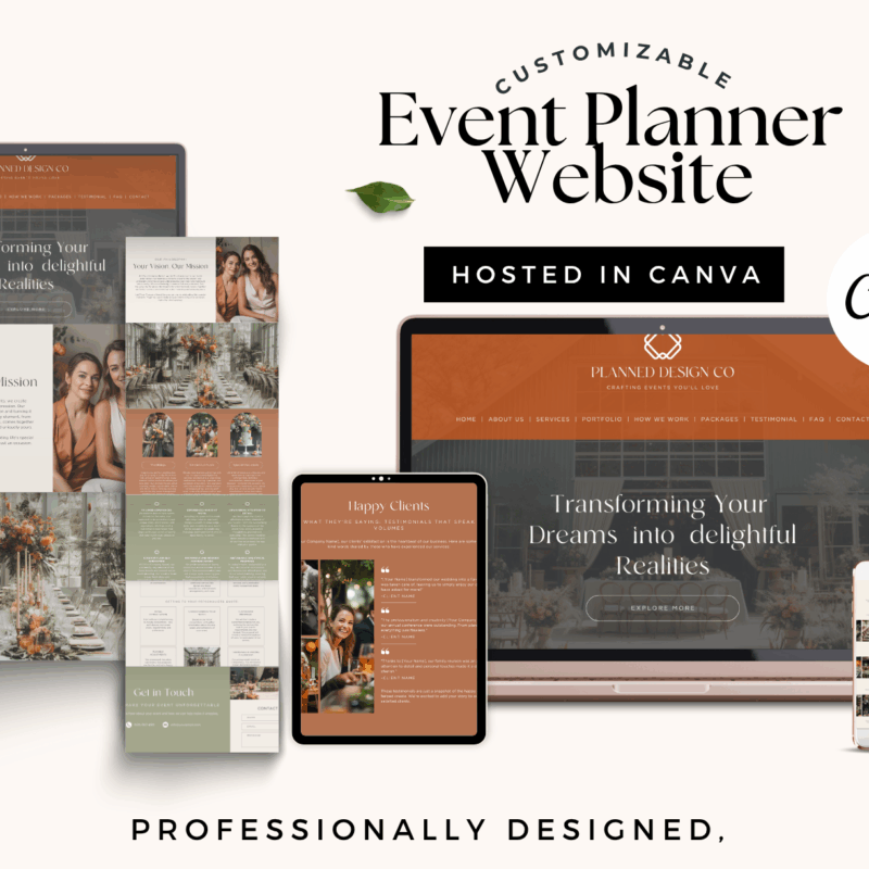 Event Planner Website ( Editable Canva Template)