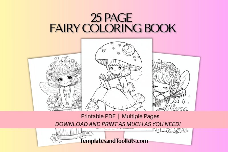 25 Page Fairy Coloring Book