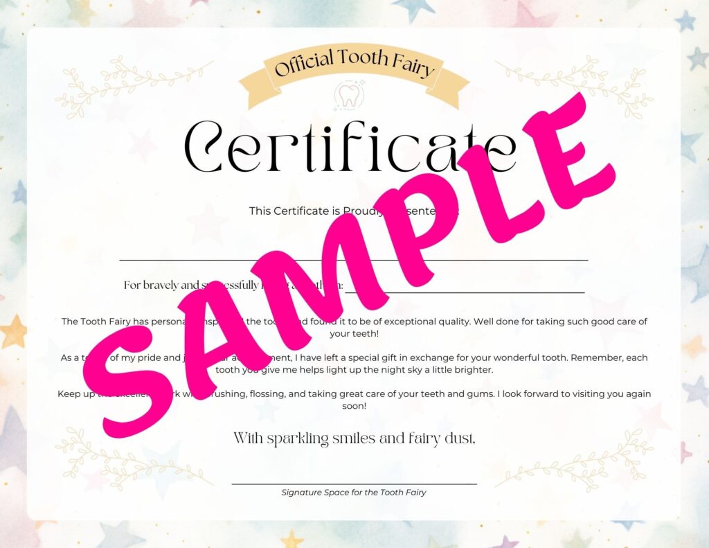Official Tooth Fairy Certificate